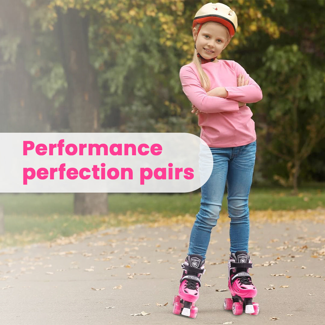 Endless EL1029 حذاء تزلج مضمن قابل للتعديل مقاس M 34 EU - 38 EU للأطفال من سن 6 إلى 12 عامًا | هيكل قوي وعجلات وامضة من مادة البولي يوريثين مقاس 70 مم | محامل ABEC 7 | للاستخدام الداخلي والخارجي