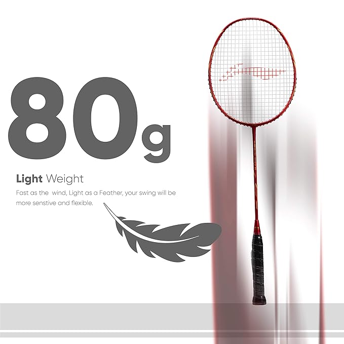 Li-Ning G-Force Superlite Max 9 مضرب تنس الريشة المصنوع من ألياف الكربون والجرافيت مع غطاء كامل للمضرب