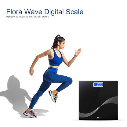 ANT ESPORTS Flora Wave High Precision Digital Body Weight Scale with LED Display Accurately Measures Weight Up to 180kg - Black
