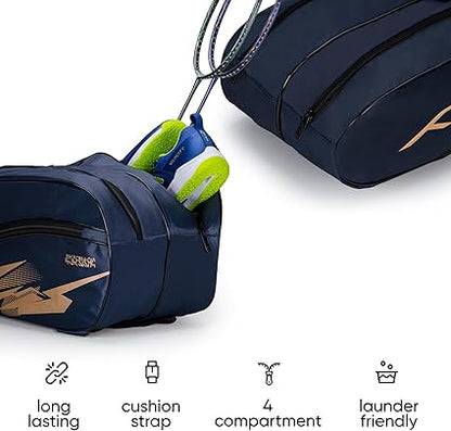 HUNDRED Cosmogear Badminton Bag | Double Zipper | Front Zipper Pocket Bag, Polyester