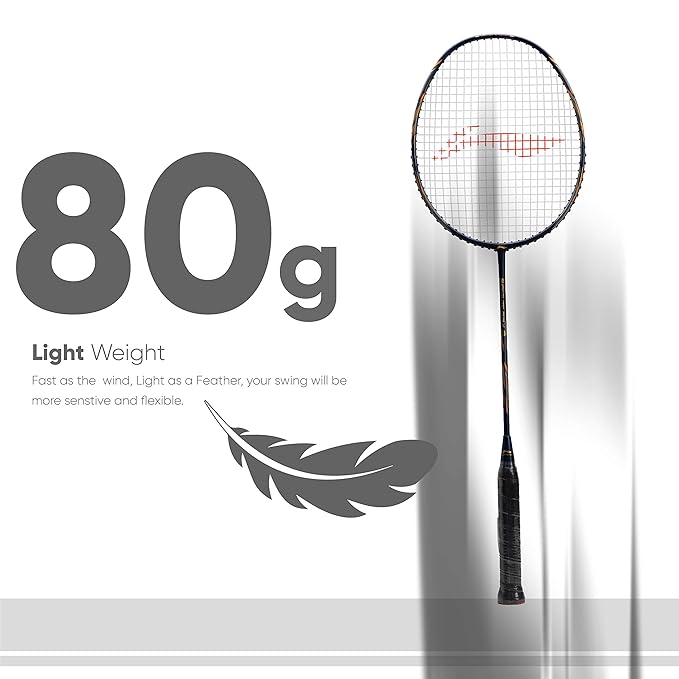 Li-Ning G-Force Superlite Max 9 مضرب تنس الريشة المصنوع من ألياف الكربون والجرافيت مع غطاء كامل للمضرب