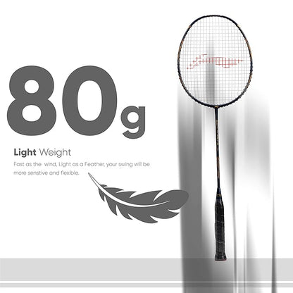 Li-Ning G-Force Superlite Max 9 مضرب تنس الريشة المصنوع من ألياف الكربون والجرافيت مع غطاء كامل للمضرب