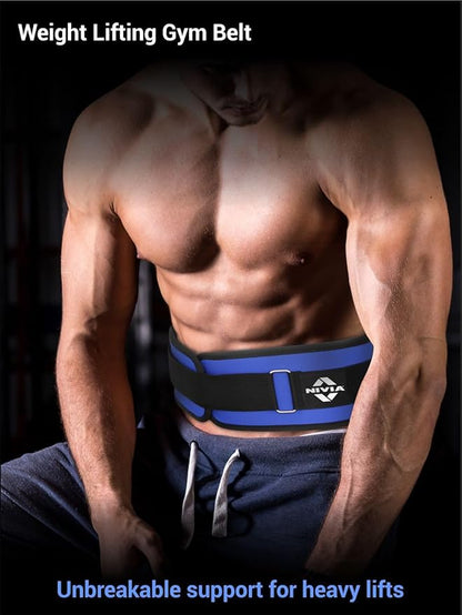 NIVIA EVA دعامة ظهر قابلة للتعديل مع حزام فيلكرو لرفع الأثقال وتسكين الآلام والجيم والتمارين الرياضية وركوب الدراجات، أزرق/أسود، 1.07 متر