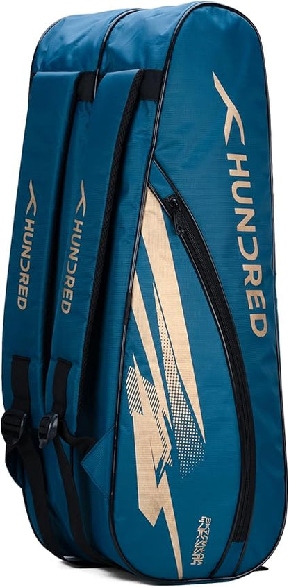 HUNDRED Cosmogear Badminton Bag | Double Zipper | Front Zipper Pocket Bag, Polyester