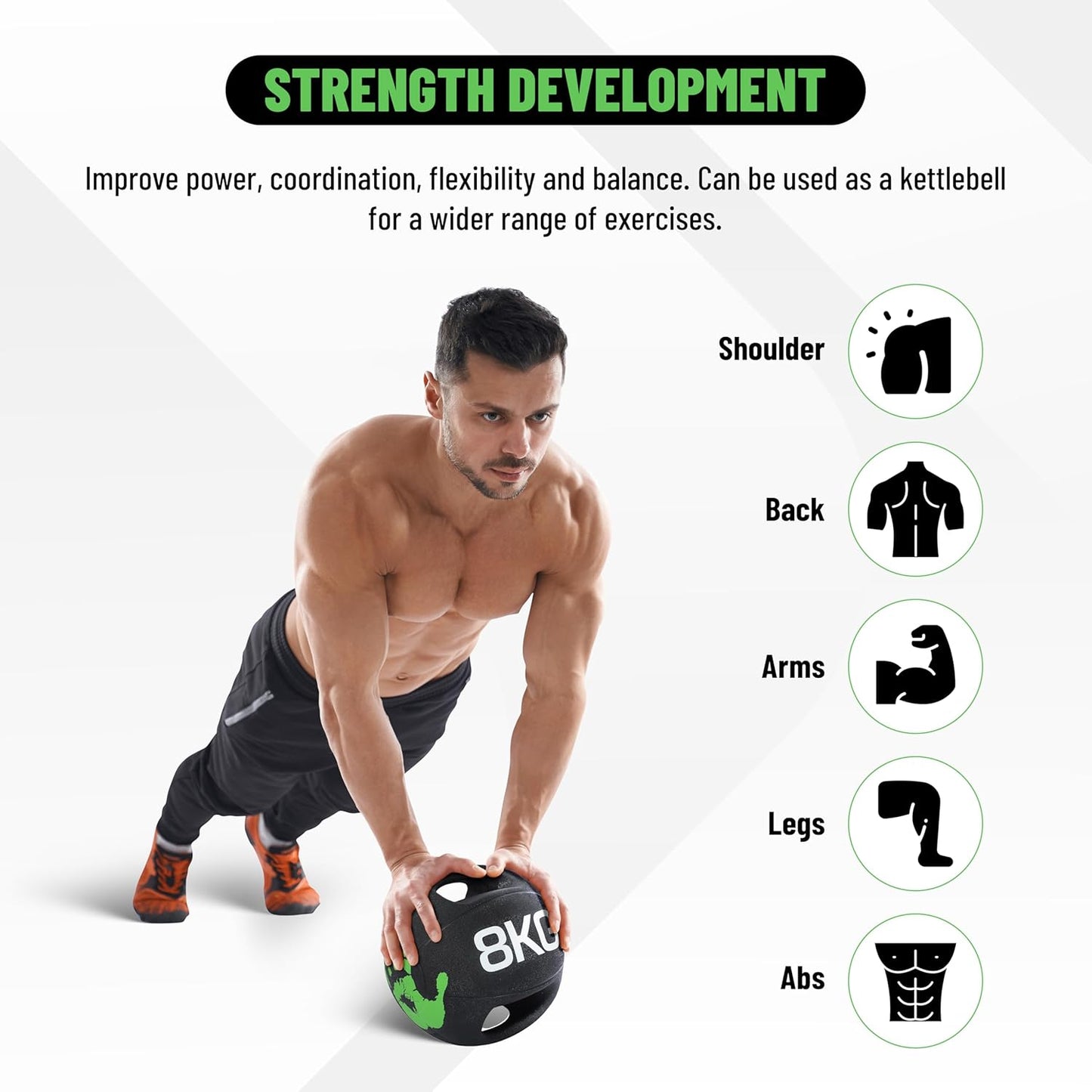Endless Infinity Double Handle Medicine Ball | Black | Rubber | Core Strengthening, Fitness, Cardio, Home and Gym Workouts | For Men and Women