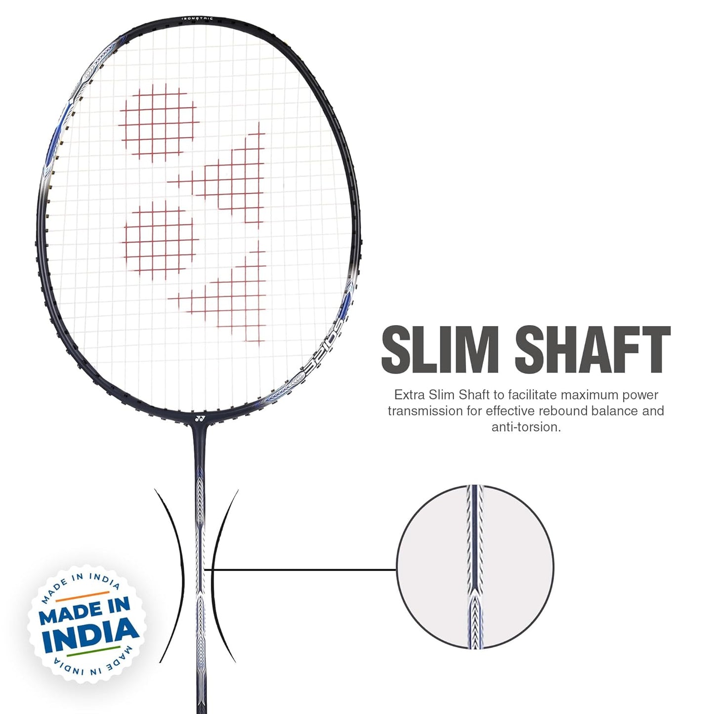 Yonex Graphite Asterix Attack 9 مضرب تنس الريشة G4U4 أسود (80 جرام - 32 رطل) (صنع في الهند)