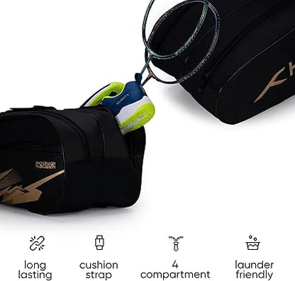 HUNDRED Cosmogear Badminton Bag | Double Zipper | Front Zipper Pocket Bag, Polyester