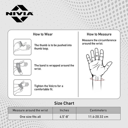 NIVIA دعامة معصم رفع الأثقال مع حزام حلقة الإبهام للرياضة - مصنوعة من الفيلكرو والحزام المطاطي للرجال والنساء