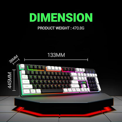 Ant Esports MK1400 Pro Wired Gaming Keyboard with Mixed Color Backlight, Black and White Keycaps, Double-Injection Keycaps - Black