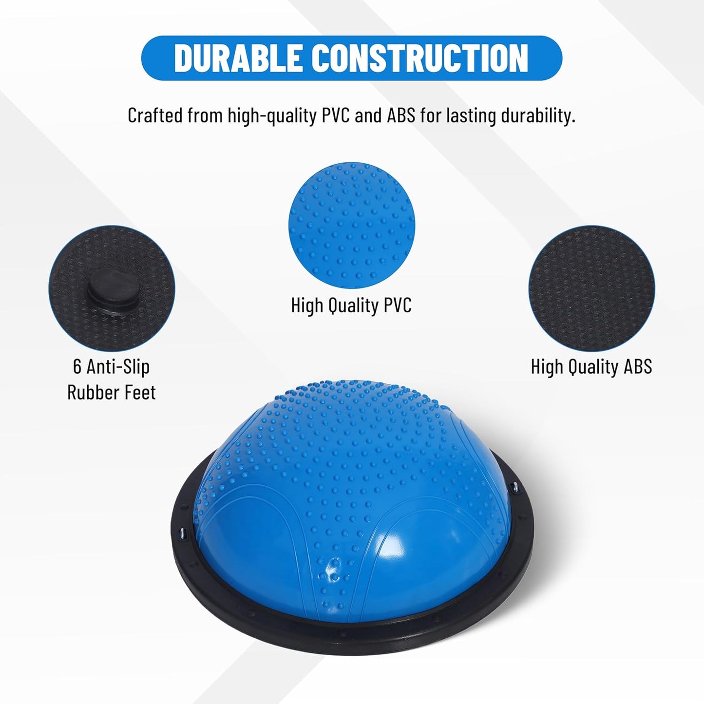 Endless كرة نصف الكرة اليوجا مع أشرطة المقاومة والمضخة |  بلاستيك PVC، ABS | تمرين تدريب التوازن والاستقرار