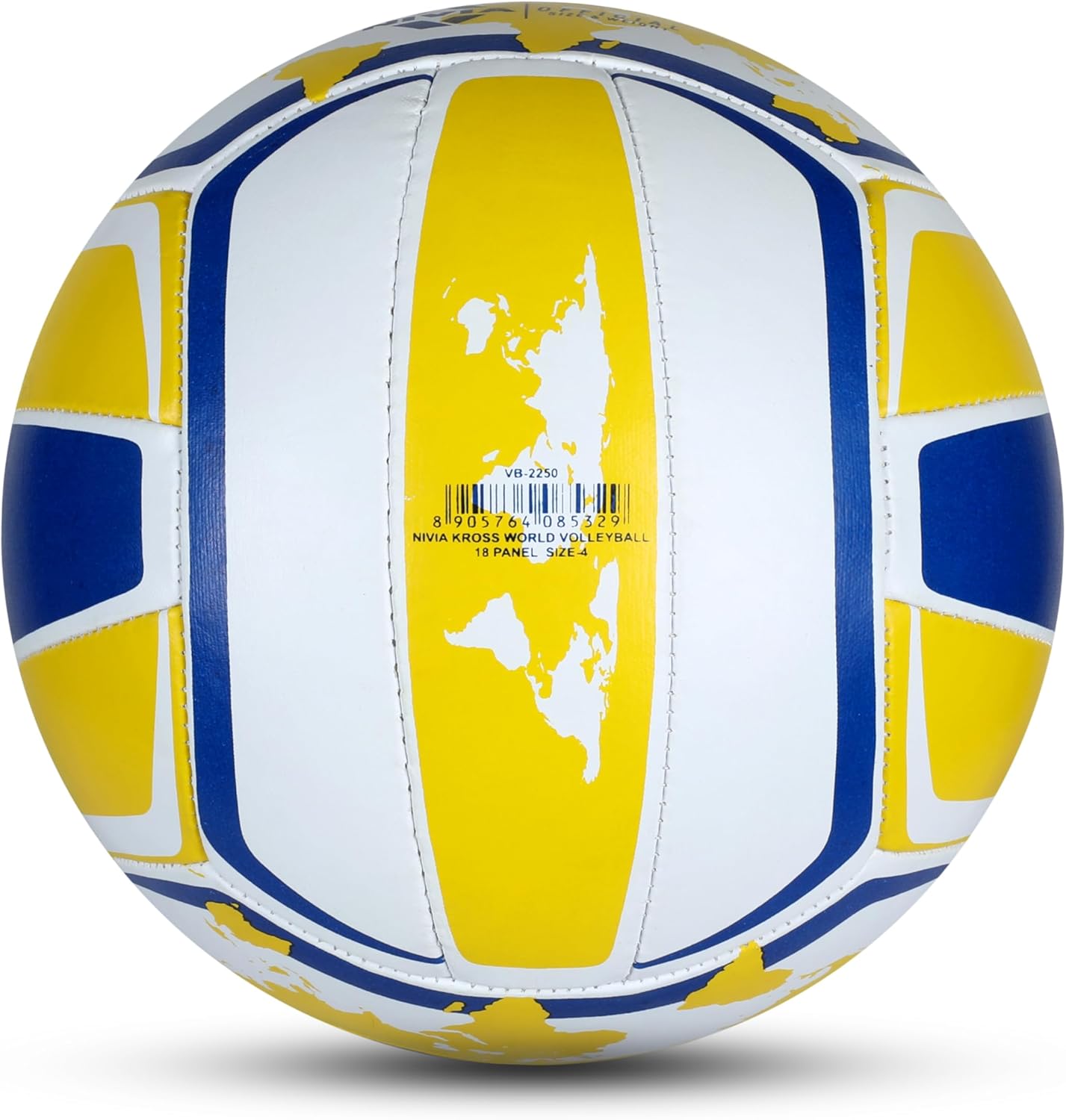 Nivia Kross كرة طائرة مطاطية مخيطة يدويًا | اللون: أصفر وأزرق | الحجم: 4 | 18 لوحة | مخيطة مطاطيًا بالآلة | للاستخدام الداخلي والخارجي | للتدريب أو الترفيه