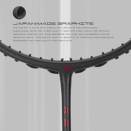 HUNDRED ROCK 88 مضرب تنس الريشة من ألياف الكربون مع غطاء مضرب كامل | لاعبون متوسطون | 82 جرام | أقصى شد للوتر - 32 رطلاً