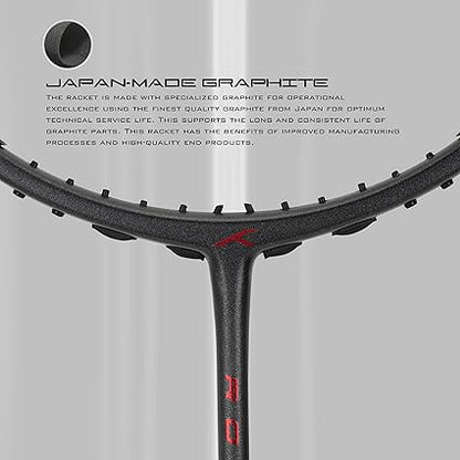 HUNDRED ROCK 88 مضرب تنس الريشة من ألياف الكربون مع غطاء مضرب كامل | لاعبون متوسطون | 82 جرام | أقصى شد للوتر - 32 رطلاً