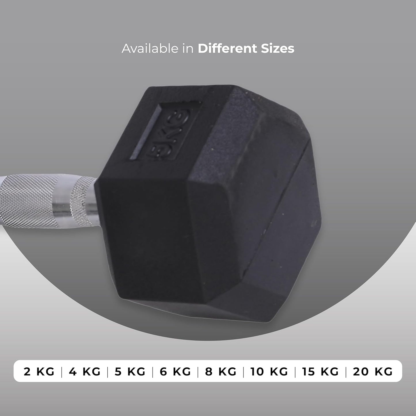 Endless Rubber Coated Hexagon Dumbbell | Material: Iron and Rubber | Perfect for Bodybuilding, Fitness, Weightlifting, Home or Gym Training