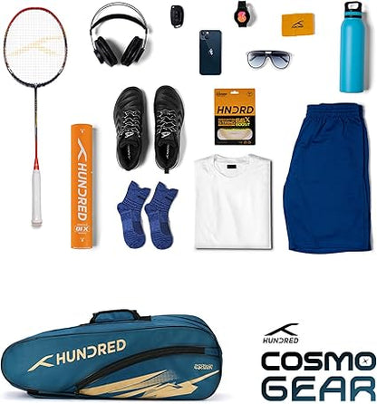HUNDRED Cosmogear Badminton Bag | Double Zipper | Front Zipper Pocket Bag, Polyester