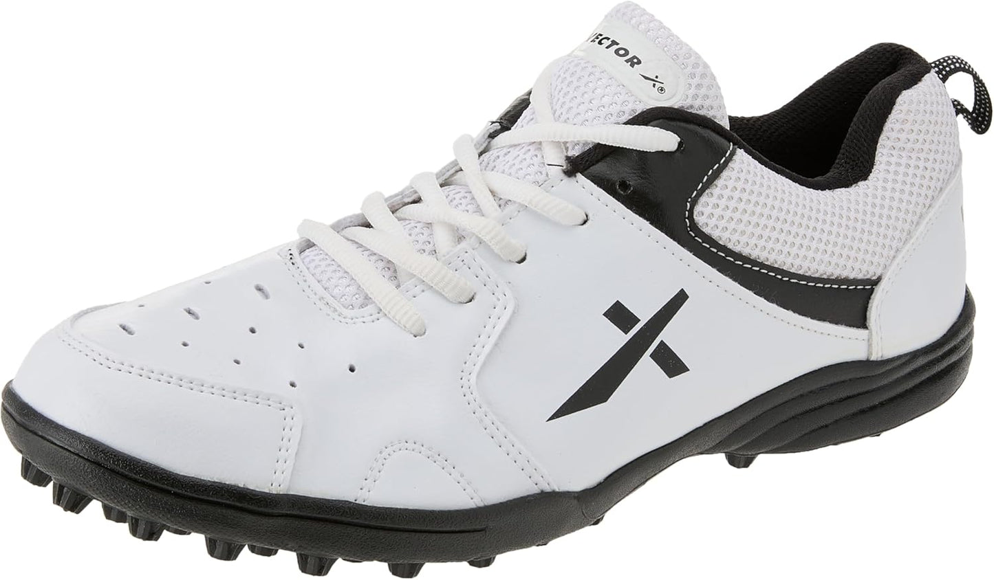 Vector X Blast أحذية الكريكيت | أسود/أبيض | أولاد ورجال | بلاستيك PVC