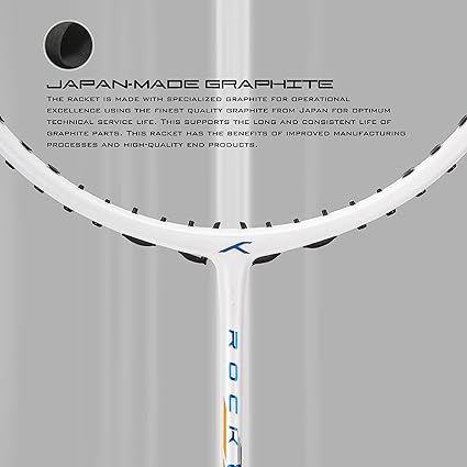 HUNDRED ROCK 88 مضرب تنس الريشة من ألياف الكربون مع غطاء مضرب كامل | لاعبون متوسطون | 82 جرام | أقصى شد للوتر - 32 رطلاً