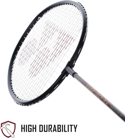 Yonex GR 303i Badminton Racket | Full Cover | Color: Black | Size: Standard | Material: Aluminum | Skill: Medium | Shape: Isometric | High Durability | Lightweight for Superior Control