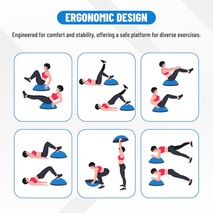 Endless كرة نصف الكرة اليوجا مع أشرطة المقاومة والمضخة |  بلاستيك PVC، ABS | تمرين تدريب التوازن والاستقرار