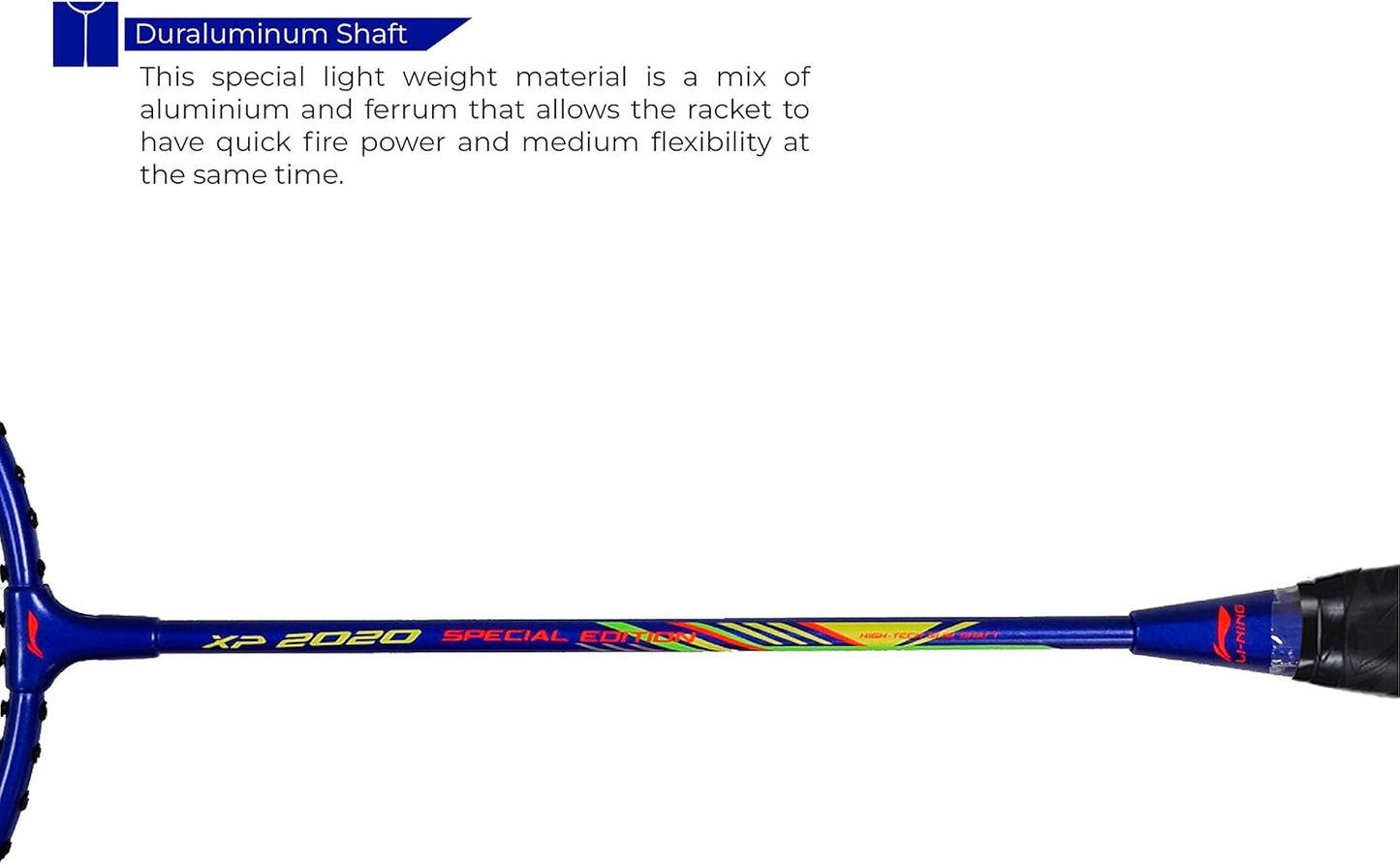 Li-Ning XP 2020 مضرب تنس الريشة المصنوع من سبائك الألومنيوم بإصدار خاص مع غطاء مضرب كامل (أزرق) | للمبتدئين | 90 جرام | أقصى شد للوتر - 24 رطلاً