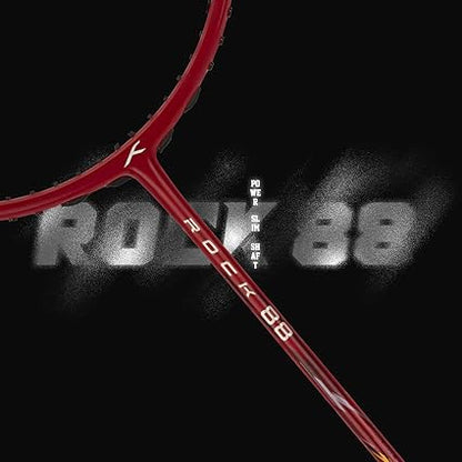 HUNDRED ROCK 88 مضرب تنس الريشة من ألياف الكربون مع غطاء مضرب كامل | لاعبون متوسطون | 82 جرام | أقصى شد للوتر - 32 رطلاً