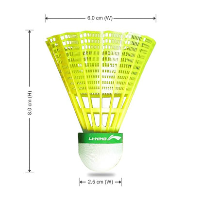 Li-Ning Shuttle-Smash Nylon Shuttlecocks (Yellow, Slow Speed) | Superior Durability | Synthetic Cork
