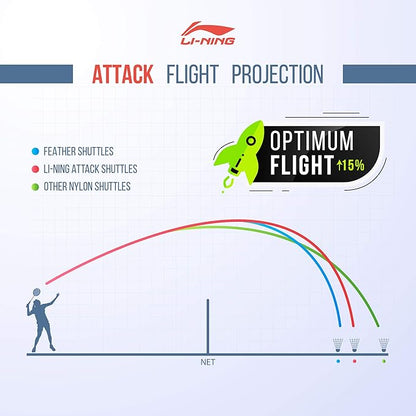 Li-Ning Shuttle-Attack ريشة تنس الريشة من النايلون (أصفر)