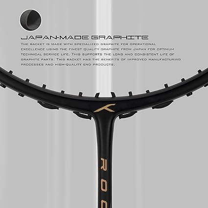 HUNDRED ROCK 88 مضرب تنس الريشة من ألياف الكربون مع غطاء مضرب كامل | لاعبون متوسطون | 82 جرام | أقصى شد للوتر - 32 رطلاً