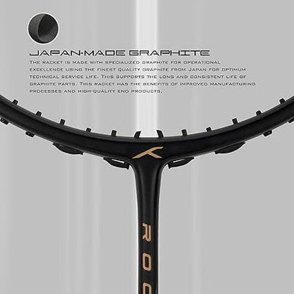 HUNDRED ROCK 88 مضرب تنس الريشة من ألياف الكربون مع غطاء مضرب كامل | لاعبون متوسطون | 82 جرام | أقصى شد للوتر - 32 رطلاً