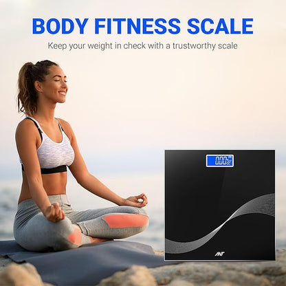 ANT ESPORTS Flora Wave High Precision Digital Body Weight Scale with LED Display Accurately Measures Weight Up to 180kg - Black