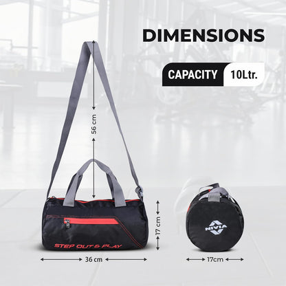 NIVIA حقيبة رياضية دائرية جديدة | حقيبة كتف من البوليستر (أسود، 12 لتر) حقيبة كتف | حقيبة لياقة بدنية | حقيبة رياضية وسفر | حقيبة رياضية | حجرة منفصلة للأحذية | حقائب رياضية للجنسين | للرجال والنساء