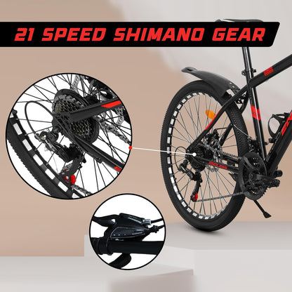 Endless 17" Aluminum Alloy Frame Mountain Bike with 27.5" Wheels with Shimano Altus 21 Speed Shifter for Adults | Disc Brakes, Adjustable Seat, All Terrain Tires, Suspension Mountain Bike for Men and Women
