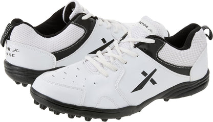 Vector X Blast أحذية الكريكيت | أسود/أبيض | أولاد ورجال | بلاستيك PVC