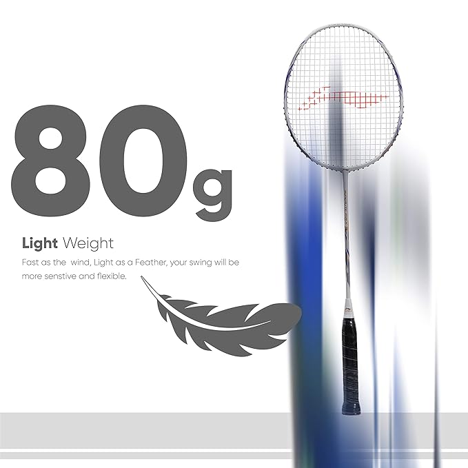 Li-Ning G-Force Superlite Max 9 مضرب تنس الريشة المصنوع من ألياف الكربون والجرافيت مع غطاء كامل للمضرب