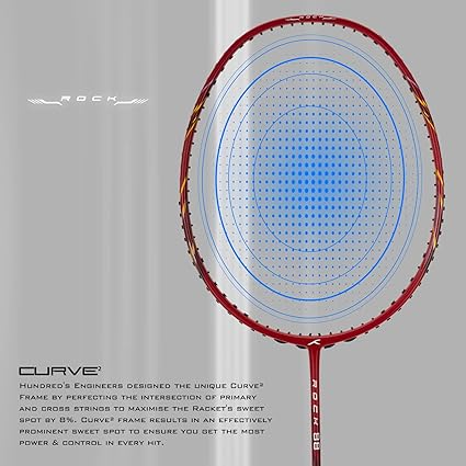 HUNDRED ROCK 88 مضرب تنس الريشة من ألياف الكربون مع غطاء مضرب كامل | لاعبون متوسطون | 82 جرام | أقصى شد للوتر - 32 رطلاً