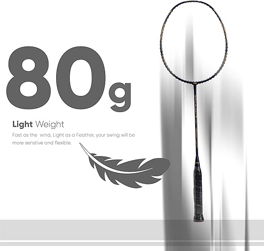 Li-Ning G-Force Superlite Max 9 مضرب تنس الريشة غير مضغوط من الكربون والجرافيت مع غطاء مضرب كامل