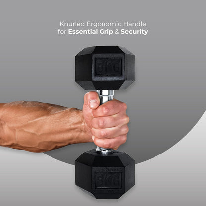Endless Rubber Coated Hexagon Dumbbell | Material: Iron and Rubber | Perfect for Bodybuilding, Fitness, Weightlifting, Home or Gym Training