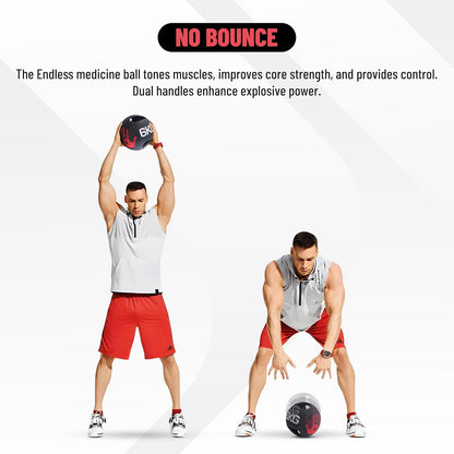 Endless Infinity Double Handle Medicine Ball | Black | Rubber | Core Strengthening, Fitness, Cardio, Home and Gym Workouts | For Men and Women