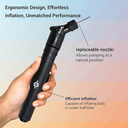 NIVIA Ball Pump, with Needle Air Pump for Soccer, Volleyball, Basketball, Rugby, Football, Soccer Balls and Other Inflatable Balls, Stainless Steel Air Pump (Black)