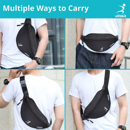 حقيبة خصر Vifitkit للرجال، حقيبة خصر للنساء، حقيبة خصر للرجال، حقيبة خصر للنساء، حقيبة صدر للنساء، حقيبة خصر للرجال، حقيبة خصر للأولاد، حقائب خصر للبنات، حقيبة خصر - أسود