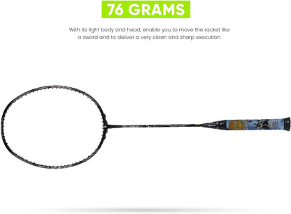 مضرب تنس الريشة APACS Z-Ziggler Lite (33 رطلاً، 76 جرامًا وعمود رفيع 6.2 ملم) غير مشدود (أسود)
