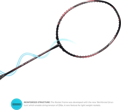 مضرب كرة الريشة Apacs Feather Weight 55 (خفيف الوزن للغاية) غير موتر (أسود برتقالي)