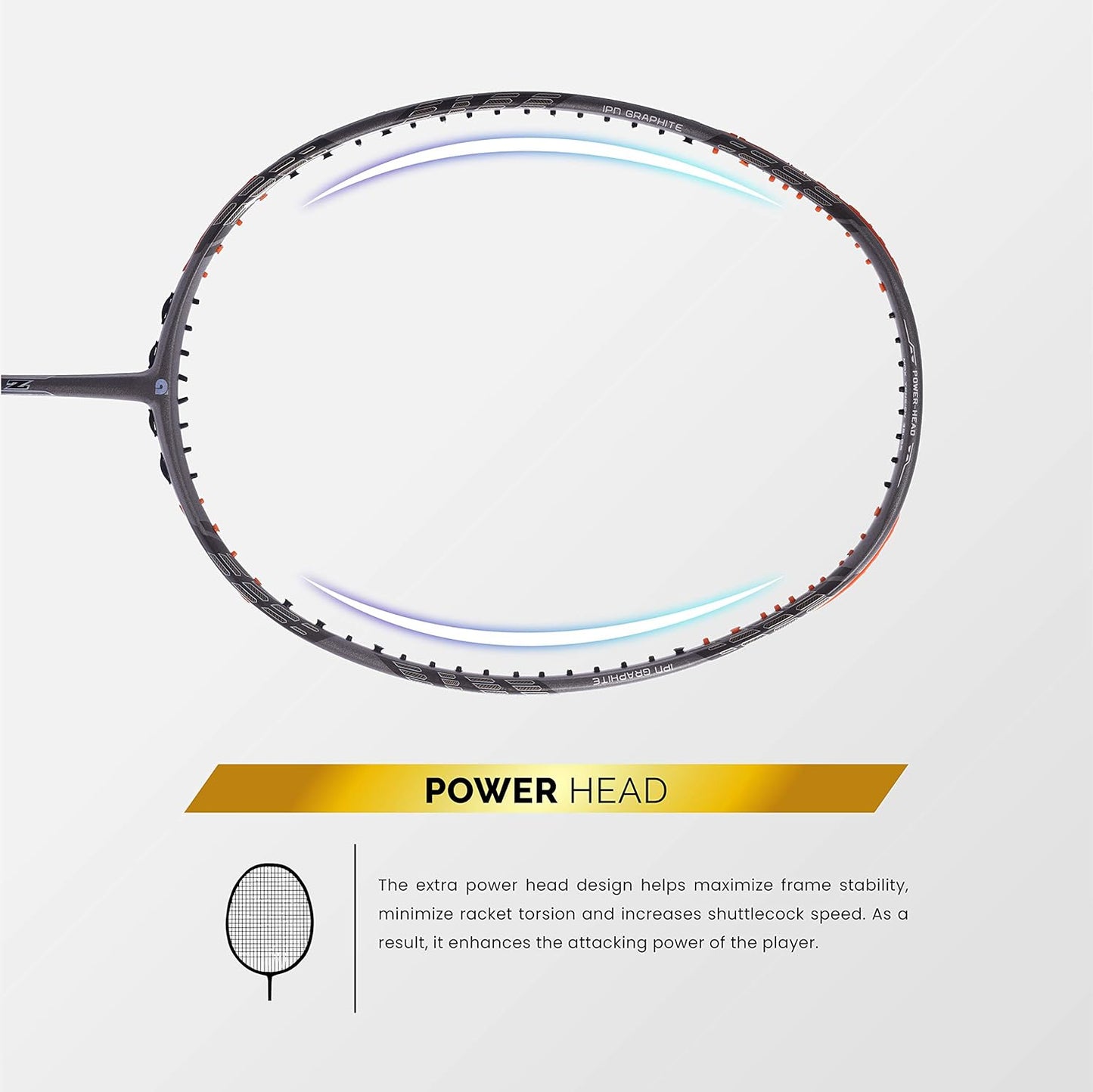 مضرب كرة الريشة Apacs Z-Ziggler (38 رطل، Mega Tension) من الجرافيت بدون أوتار مع غطاء كامل (رمادي)