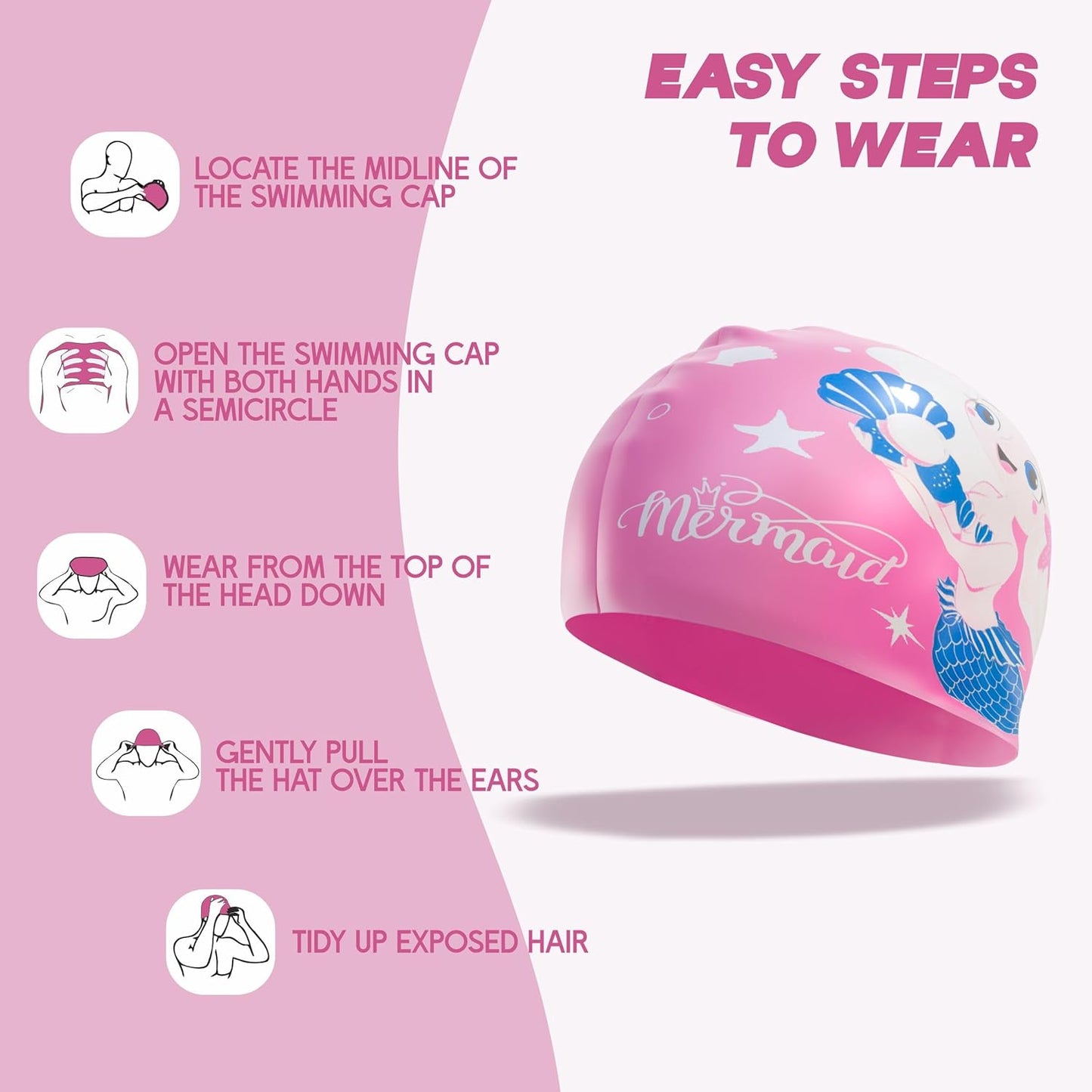 قبعة سباحة مقاومة للماء من Konex للرجال والنساء والفتيان والفتيات | سيليكون | مقاس واحد يناسب الجميع | لا تسحب الشعر | تمنع التلف الكيميائي