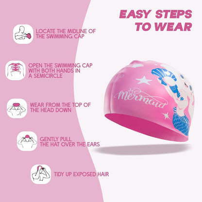 قبعة سباحة مقاومة للماء من Konex للرجال والنساء والفتيان والفتيات | سيليكون | مقاس واحد يناسب الجميع | لا تسحب الشعر | تمنع التلف الكيميائي