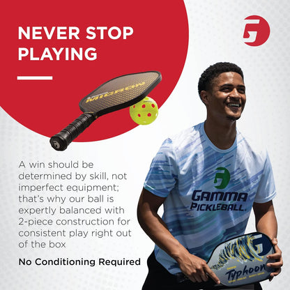 Gamma Photon Indoor or Outdoor Pickleballs, USAPA Approved,High-Visibility, Bright and Durable, Engineered for True Flight, Available in 3 Pack, 6 Pack, 30 Bucket, 60 Pack
