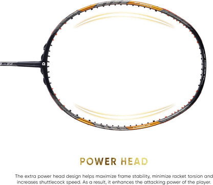 Apacs Z-Ziggler Limited Edition (38 رطل، 6.2 مم، أرق عمود في العالم) صنع في فيتنام مضرب تنس الريشة غير موتر مع غطاء كامل مجاني | G2-4 1/8 بوصة (ذهبي)، جرافيت