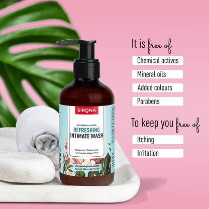 سيرونا منظف نسائي منعش طبيعي - 6.7 أونصة سائلة (200 مل) | خالٍ من المواد الكيميائية، لا يسبب تهيجًا، منظف حميمي متوازن الحموضة، يساعد على تقليل الرائحة والحكة