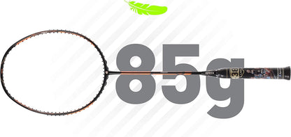 مضرب تنس الريشة APACS مزدوج القوة والسرعة بدون أوتار مع غطاء كامل (أسود برتقالي)