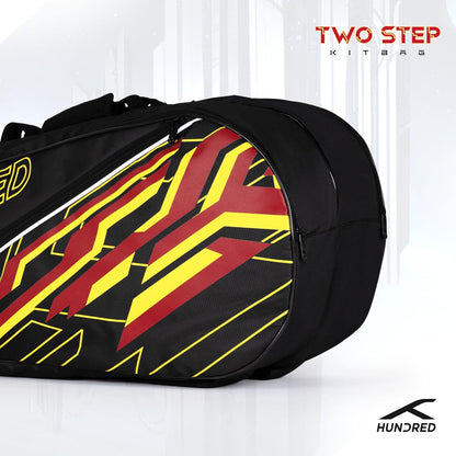 HUNDRED Two Step Badminton and Tennis Racquet Kit Bag (Navy, Medium/6in1) | Polyester | Multiple Compartment with Side Pouch | Easy-Carry Handle | Padded Back Straps | Front Zipper Pocket
